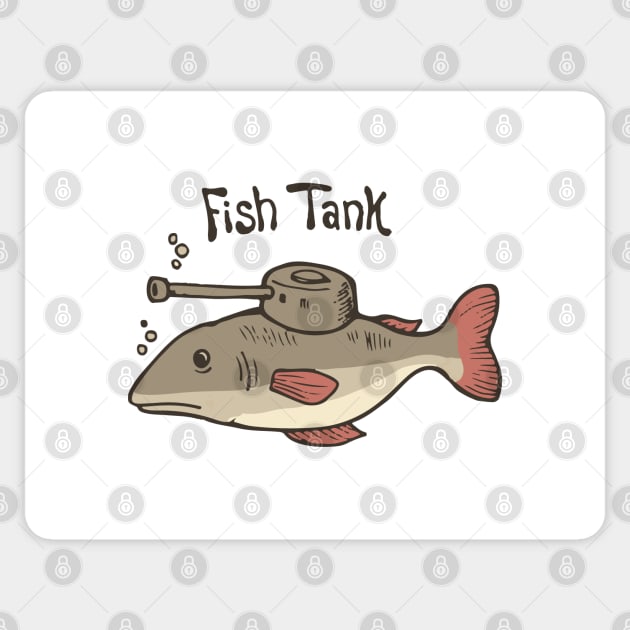 Fish Tank Fish wearing a tank turret on his body Sticker by ActivLife